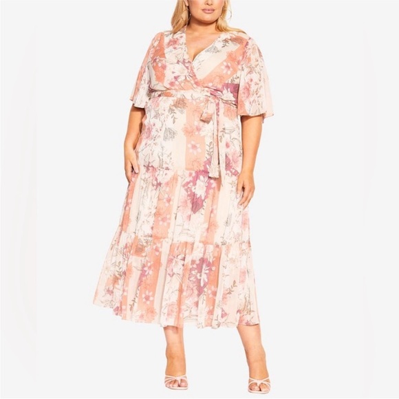City Chic Dresses & Skirts - City Chic Stephanie Patchwork Floral Belted Maxi Dress SZ XXL/24 NWOT
